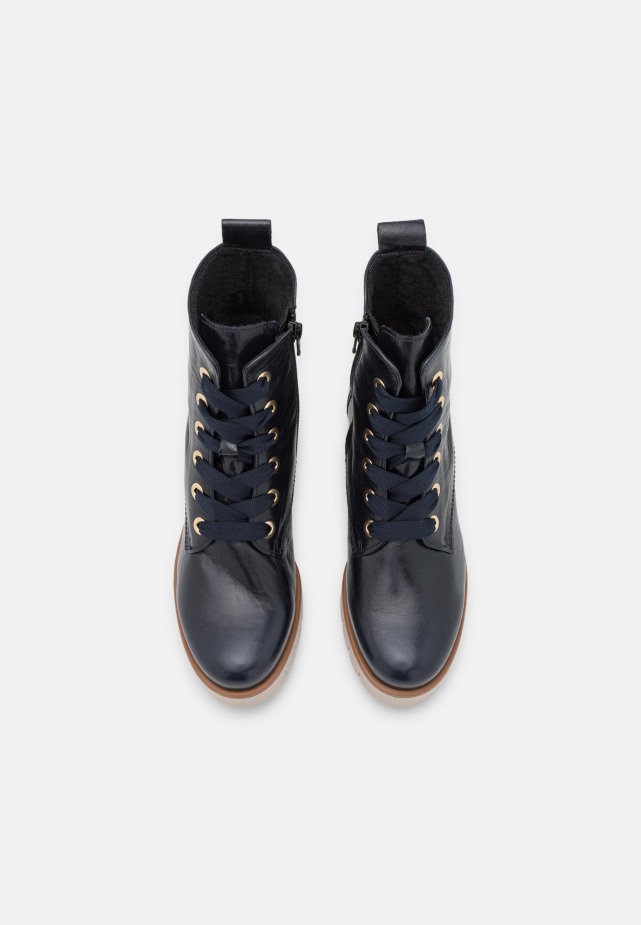 Donkerblauwe Enkellaarsjes Met Veters Van Gabor