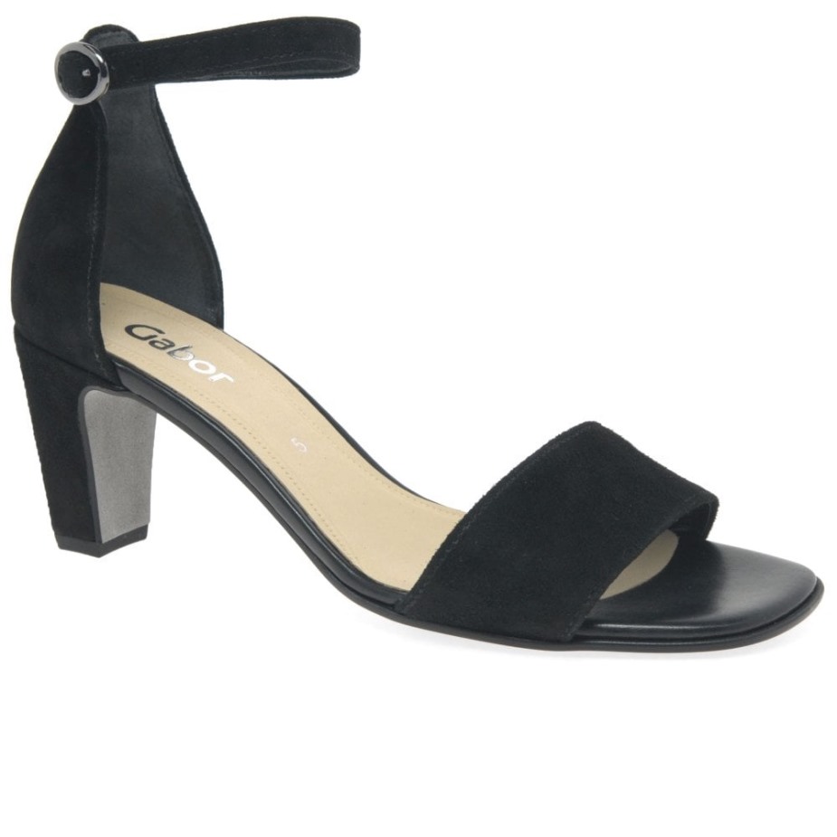 Eenhoorn Damessandalen Met Hoge Hakken Zwart Suède Gabor