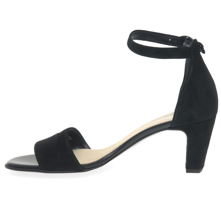 Eenhoorn Damessandalen Met Hoge Hakken Zwart Suède Gabor