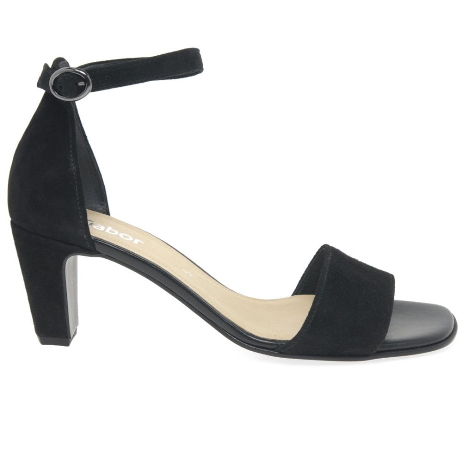 Eenhoorn Damessandalen Met Hoge Hakken Zwart Suède Gabor