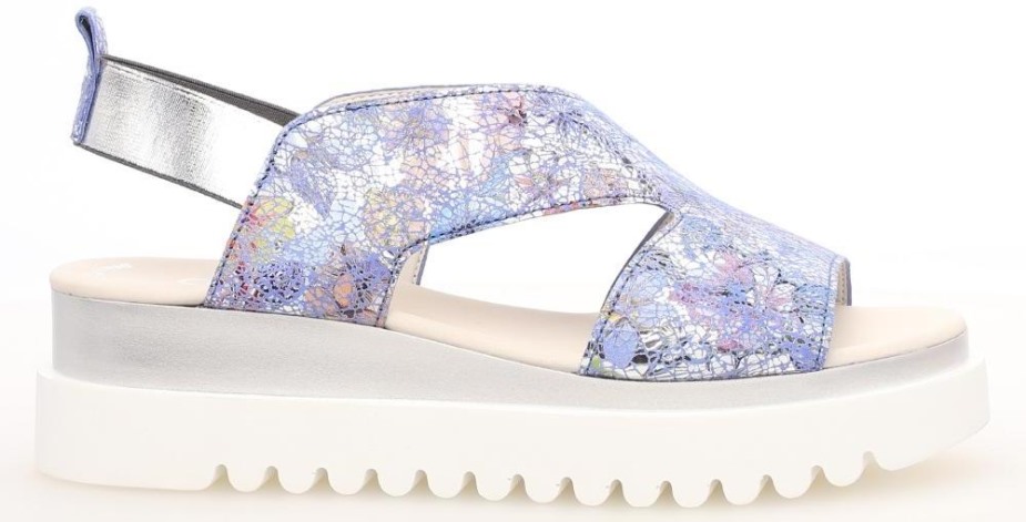 Gabor 2361236 - Blauw Metallic Bloemen Leer