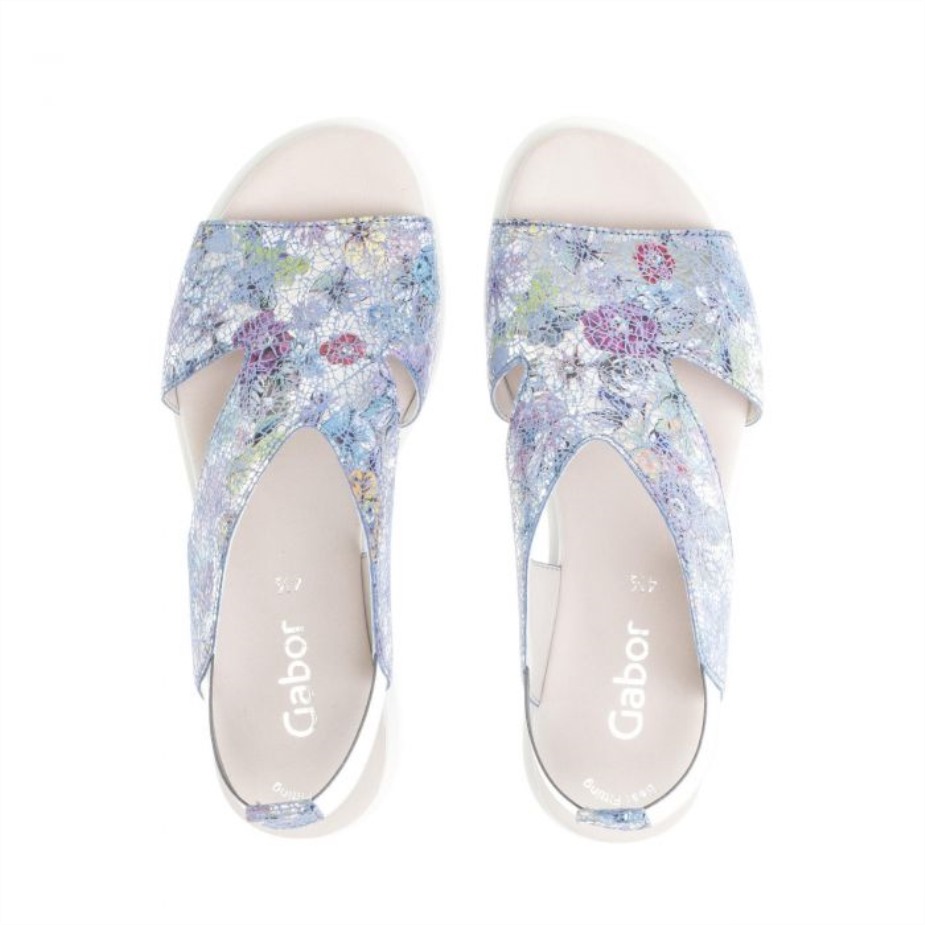 Gabor 2361236 - Blauw Metallic Bloemen Leer