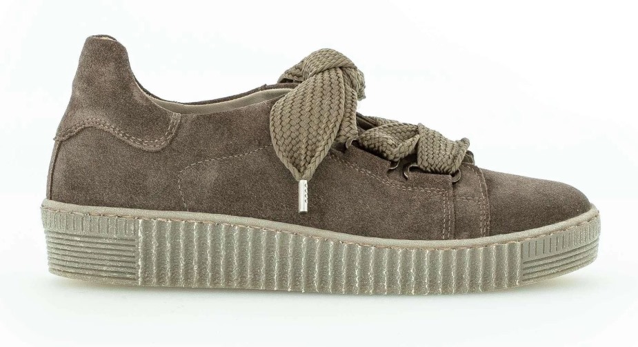 Gabor 33330-12 - Sneaker Lage Veter Suède Grijs