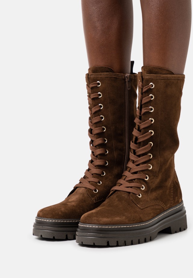 Gabor Donkerroze/panna Enkellaarzen Met Veters