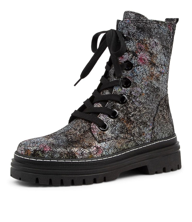 Gabor Hund Schwarz Meerkleurige Leren Kuitlaarzen