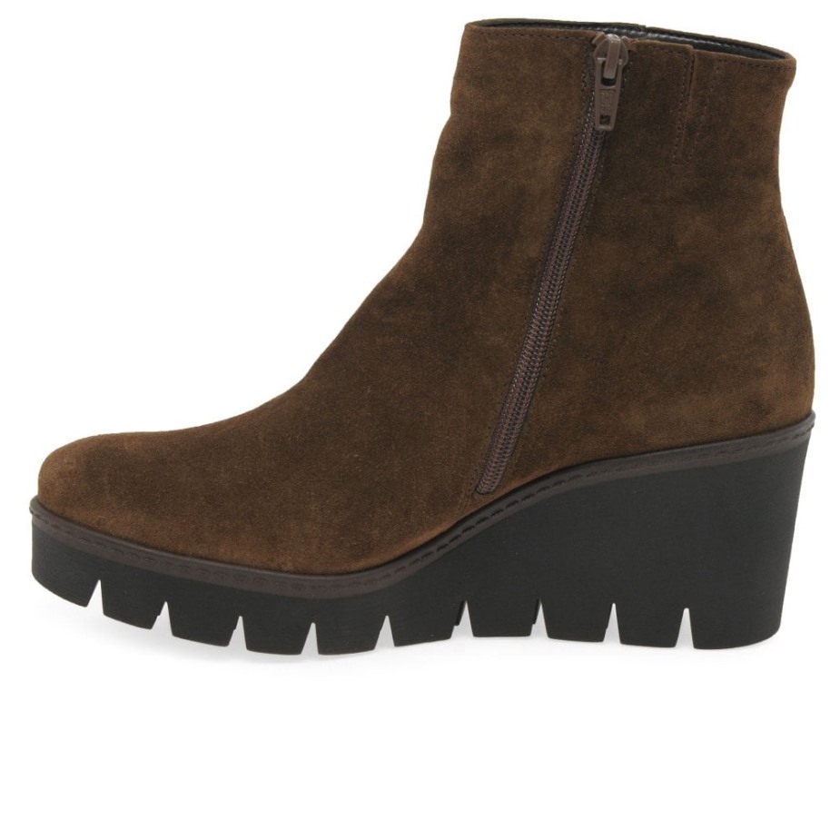 Gabor Whisky Suède Utopia Enkellaarzen Met Dikke Sleehak Voor Dames