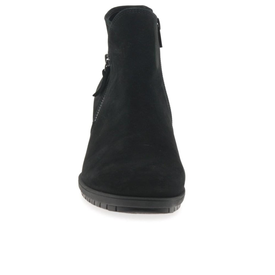 Gabor Zwarte Nubuck Olivetti Enkellaarzen Met Ritssluiting Voor Dames