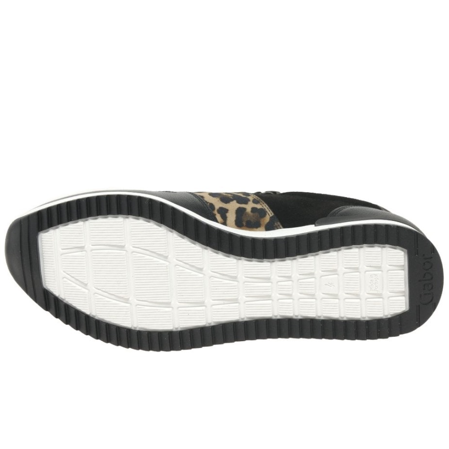 Gabor Zwarte Suède/leer/luipaard Lulea Casual Damessneakers