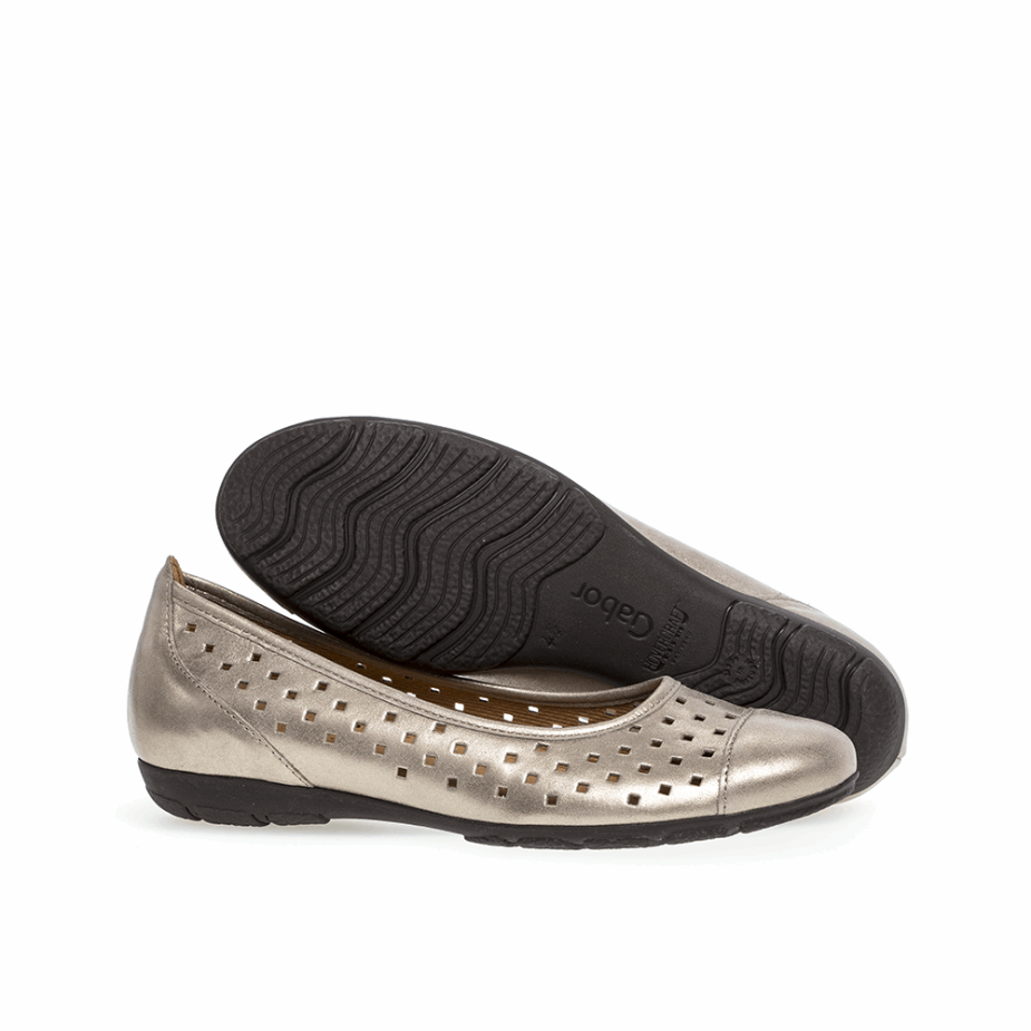 Metallic Goud Perf Balletflat Gabor