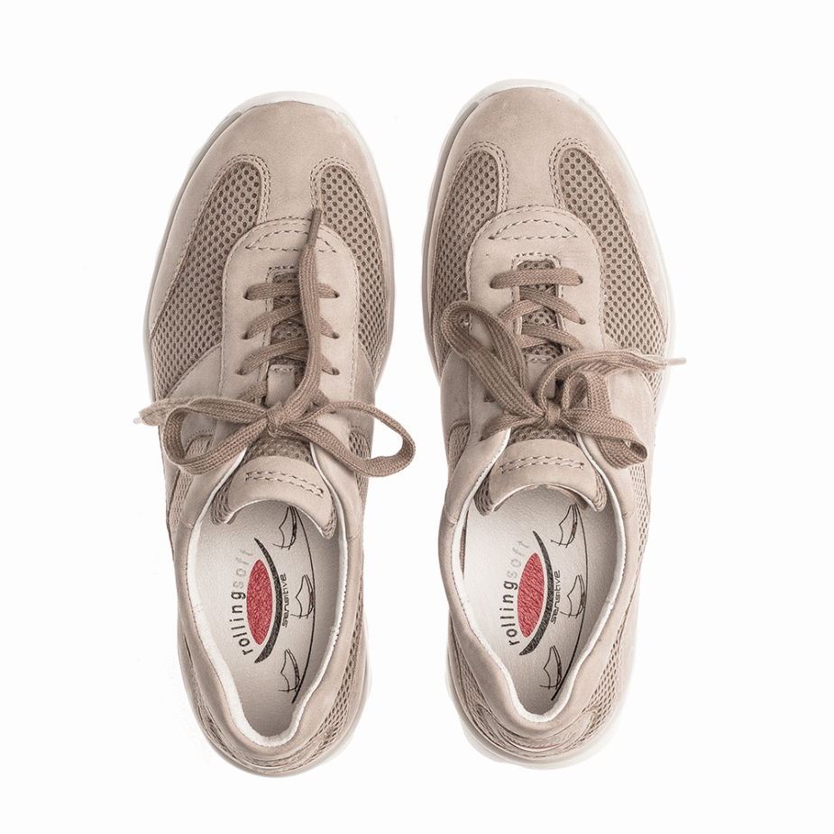 Rollende Zachte Sneaker Beige/mesh Gabor