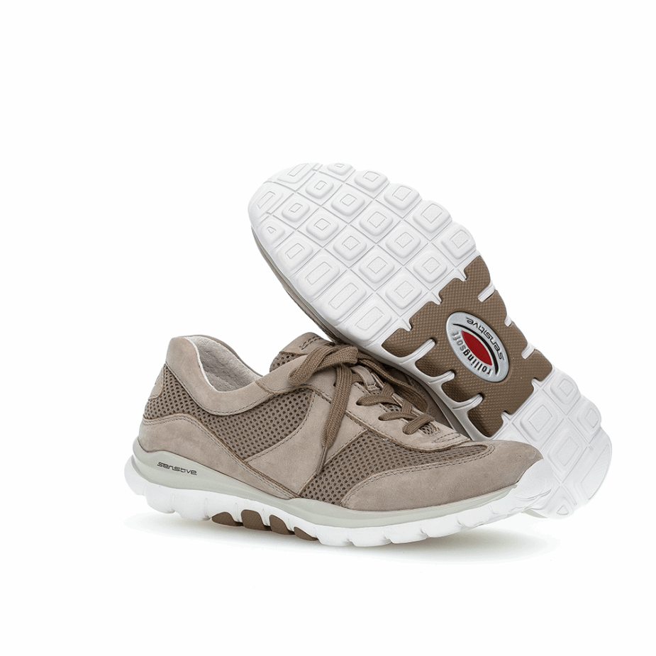 Rollende Zachte Sneaker Beige/mesh Gabor