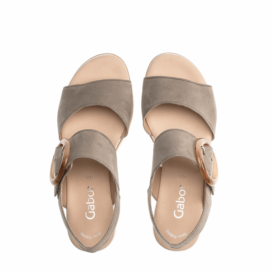 Sleehak Sandaal Met Enkelbandje Gabor Riet