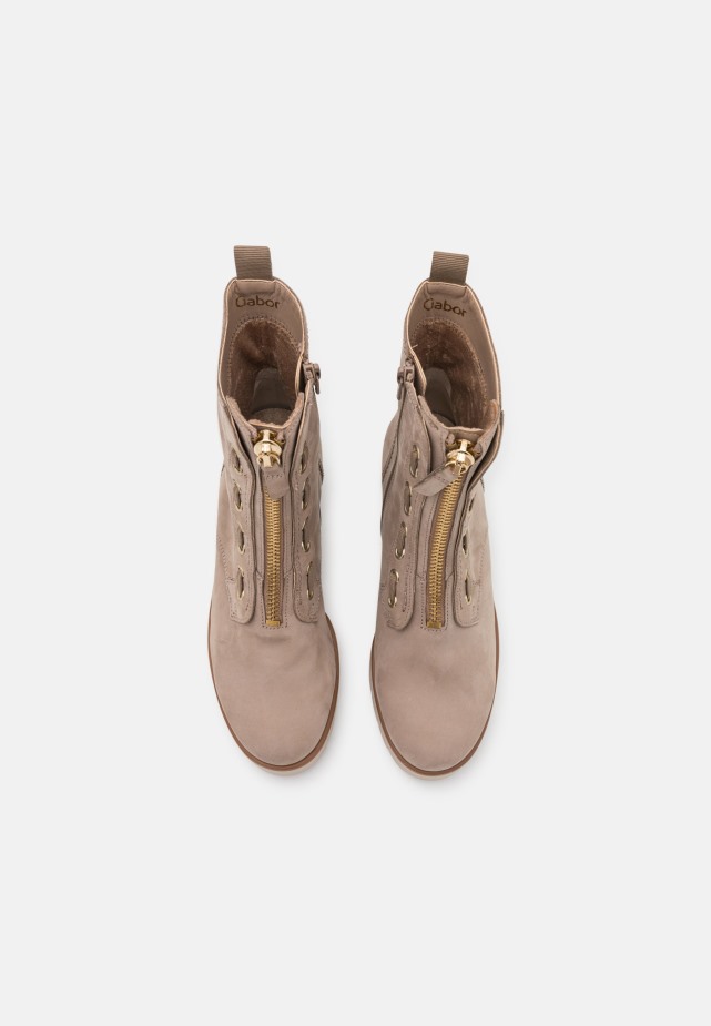 Zandkleurige Gabor Enkellaarsjes Met Plateauzool