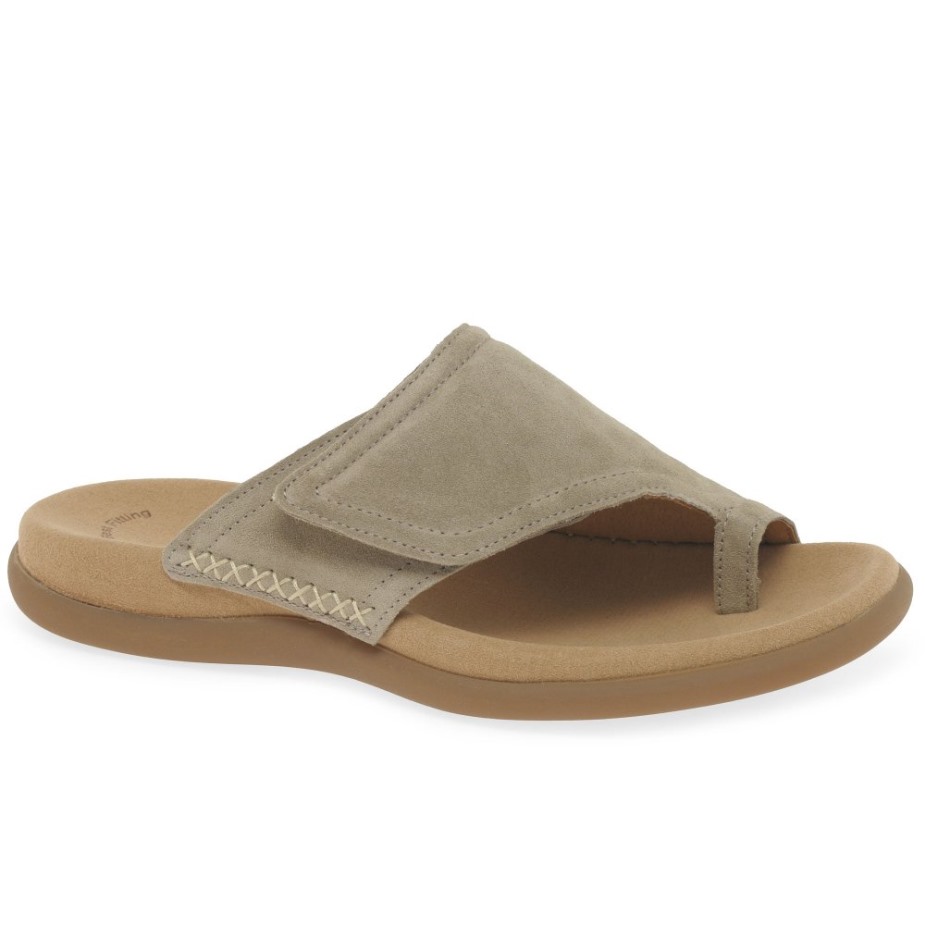 Zijde Suède Gabor Pleasure Dames Sandalen Met Teenlus