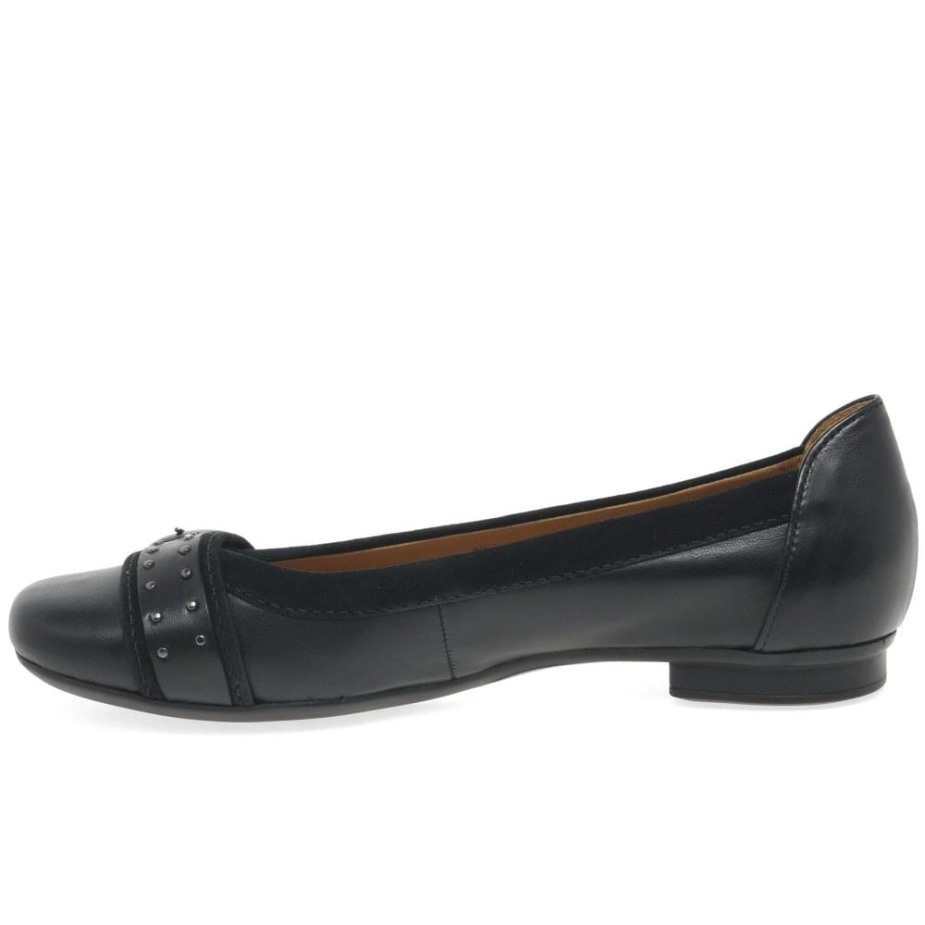 Zwart/suède Michelle Casual Dames Pumps Met Studs En Gespen Gabor