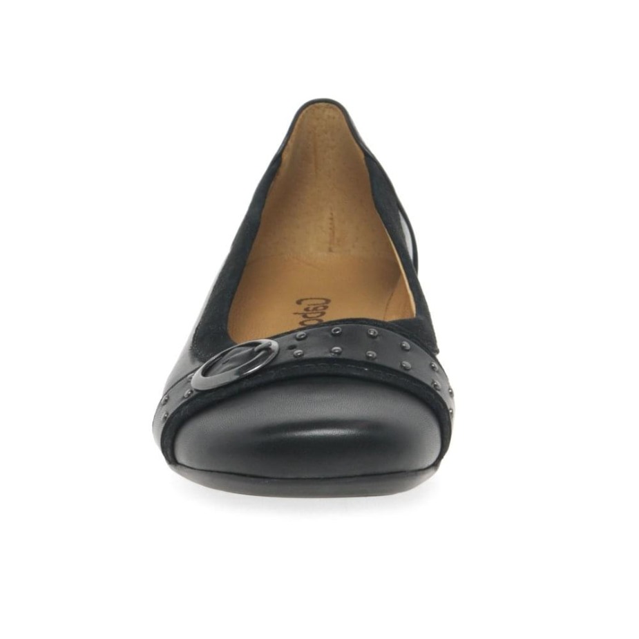 Zwart/suède Michelle Casual Dames Pumps Met Studs En Gespen Gabor