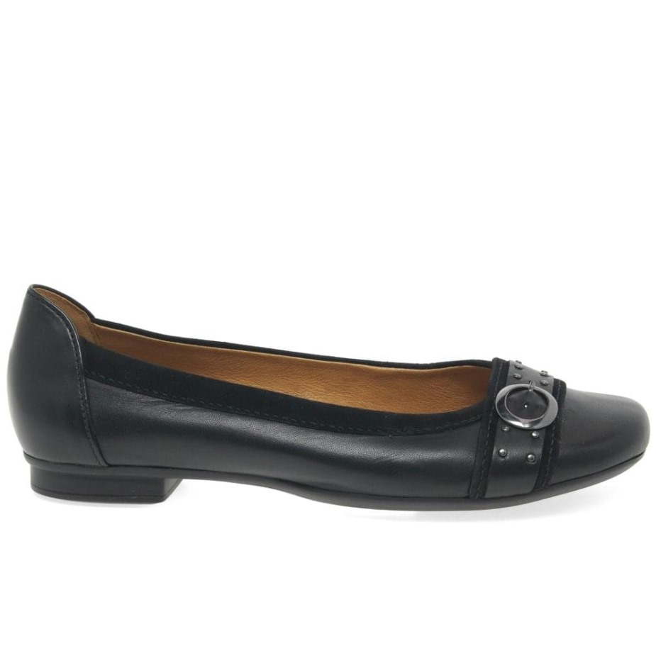 Zwart/suède Michelle Casual Dames Pumps Met Studs En Gespen Gabor