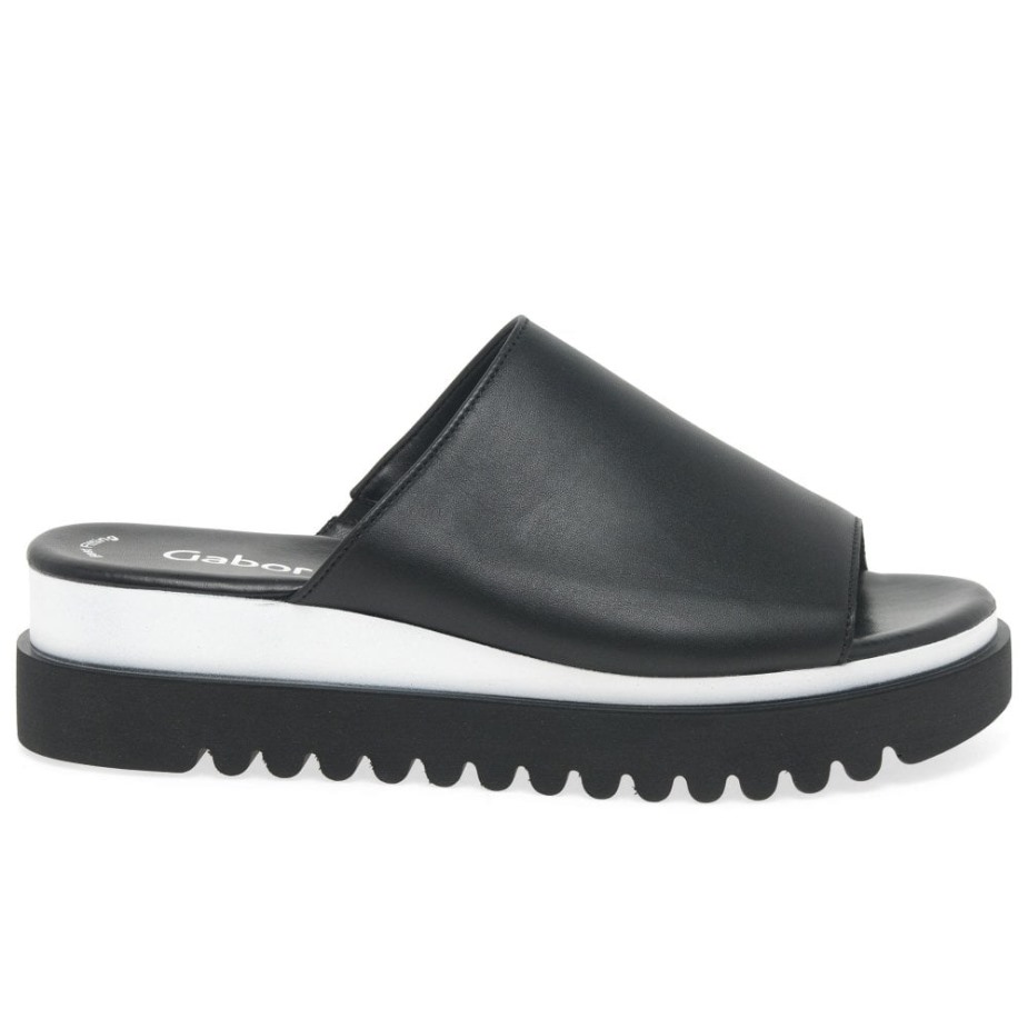 Zwarte Emily-rose Dames Muiltjes Met Plateauzool Gabor