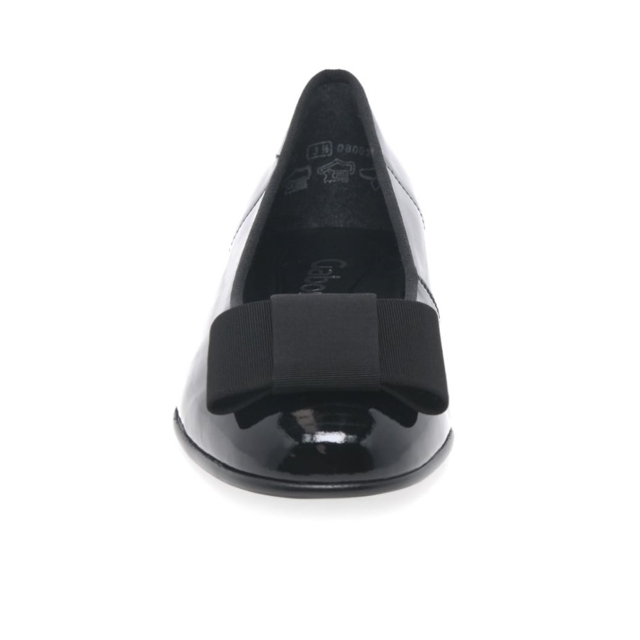 Zwarte Patent Gabor Assist Ballerina\s Met Strikversiering Voor Dames