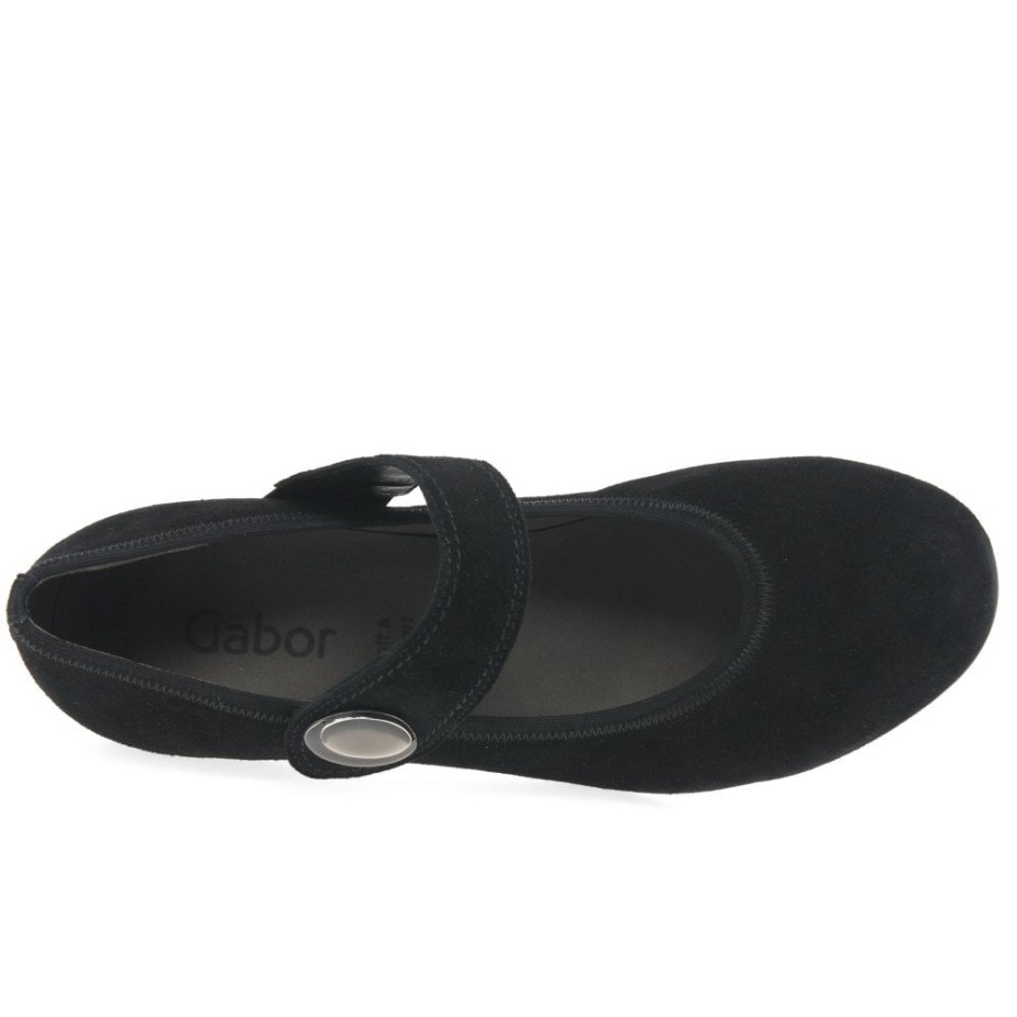 Zwarte Suède Gabor Nola Mary Jane Pumps Voor Dames