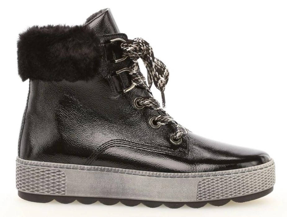 Gabor 36.565-97 - Hi Top Veter Lakleer Zwart