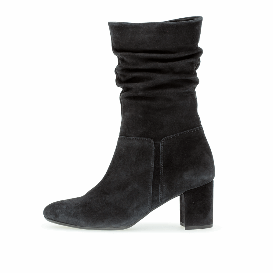 Halfhoge Halflaars Met Blokhak, Navy Gabor