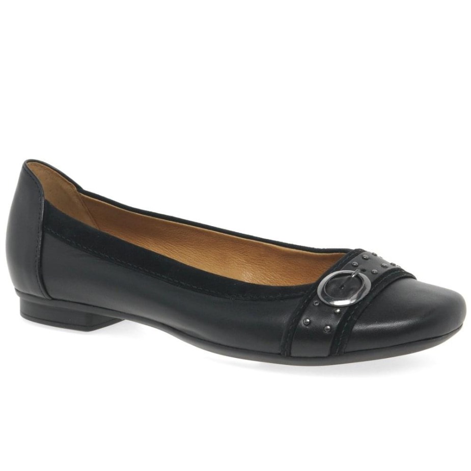 Zwart/suède Michelle Casual Dames Pumps Met Studs En Gespen Gabor