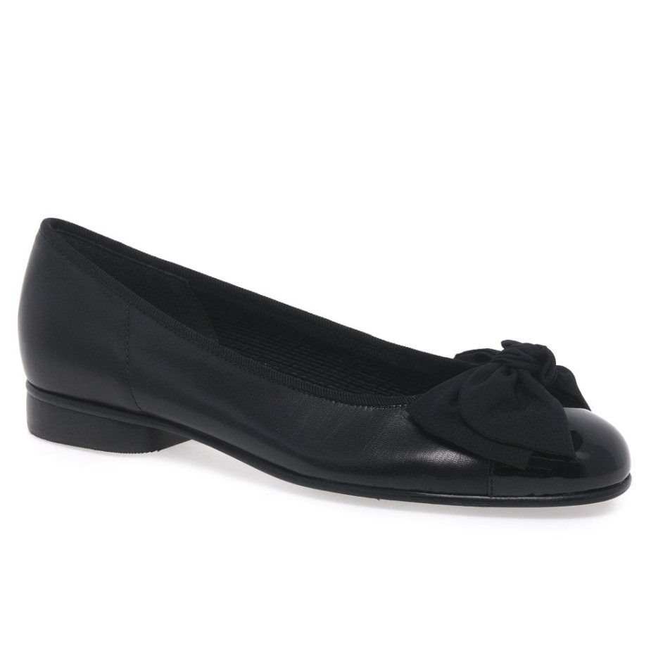 Gabor Amy Bow Trim Ballerina's Dames Zwart