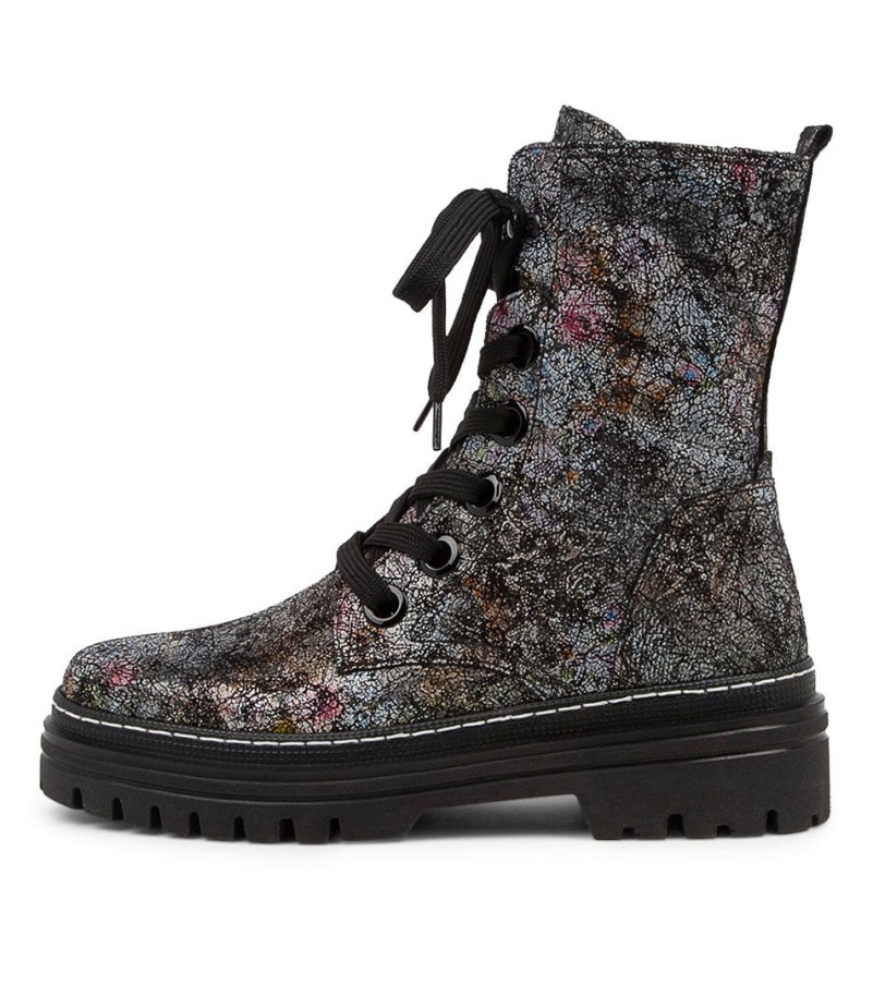 Gabor Hund Schwarz Meerkleurige Leren Kuitlaarzen